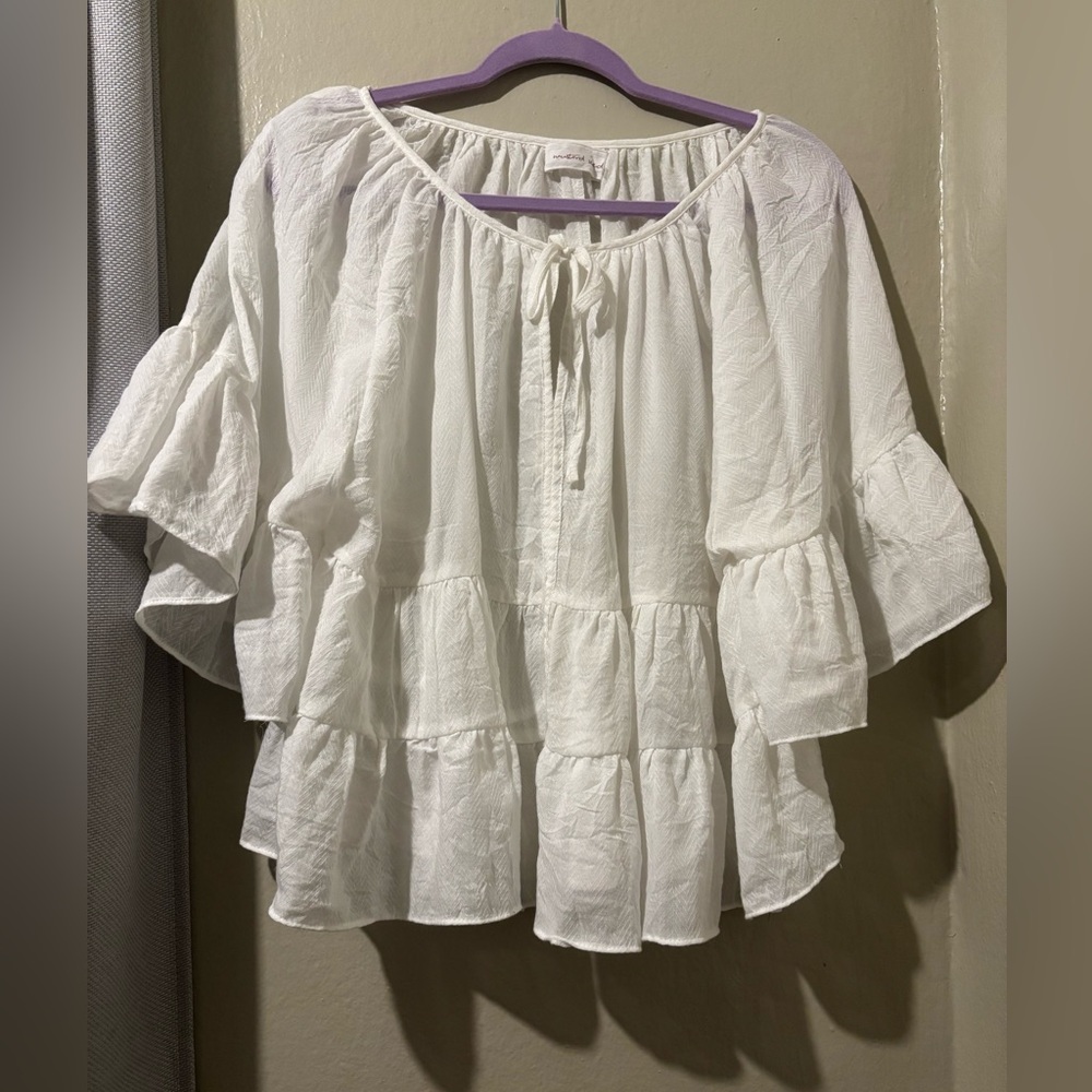 Mustard Seed White Tiered Blouse